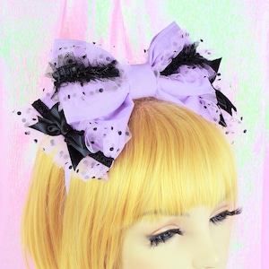 Alice Bow-lolita headbow-black bow-gothic lolita bow-lolita hair accessory-gothic headdress-kawaii accessory-Wednesday Addams Accessory