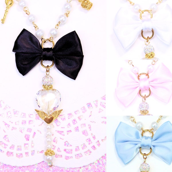 Collier princesse-fée kei-sweet lolita-chaîne de chapelet-perles-acrylique-perles-facettes-chaîne en or-bijoux magique fille-princesse