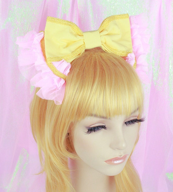 NWOT Kawaii / Lolita headband w/ big bow Lolita Head Bow-pink Bow-oversized Bow-hime Gyaru-princess  main image 4