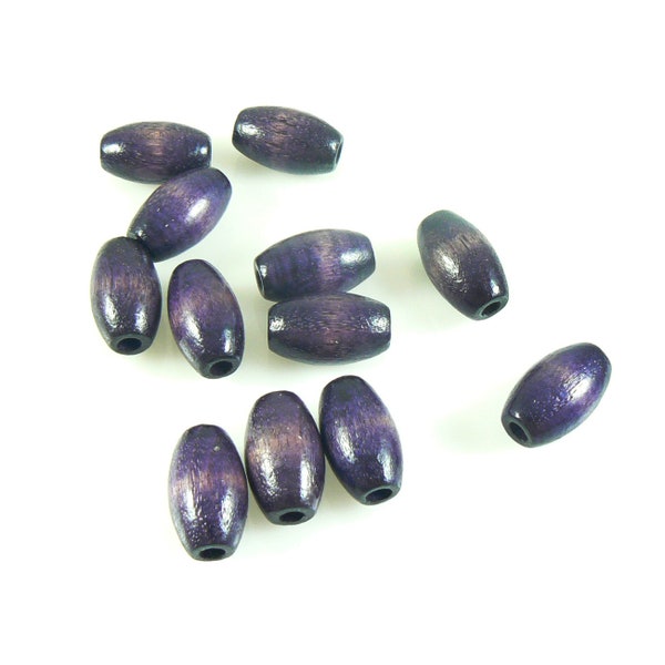 25mm x 15mm deep purple, oval wood beads, 25 or 50 beads