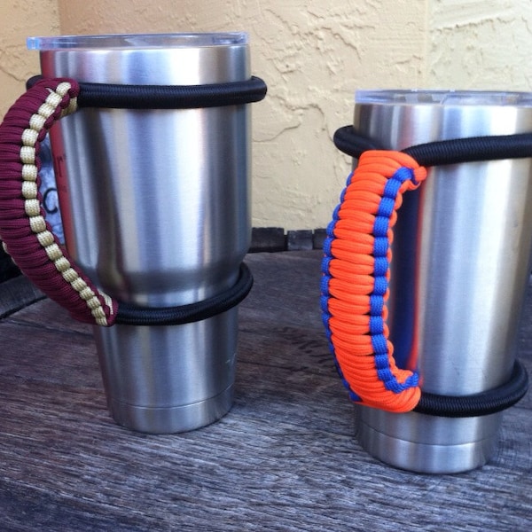 20 and 30 oz Tumbler Handle College Team Colors Paracord Handle for 30 and 20 oz  YET Cup, Metal Tumbler