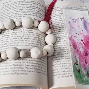 Watercolor unique lavender field floral landscape plant floral custom laminated bookmark with tassel