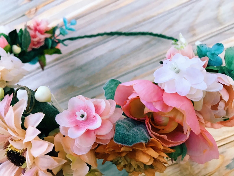 Sunflower Flower Crown Silk Flower Crown Fall Flower Crown Etsy