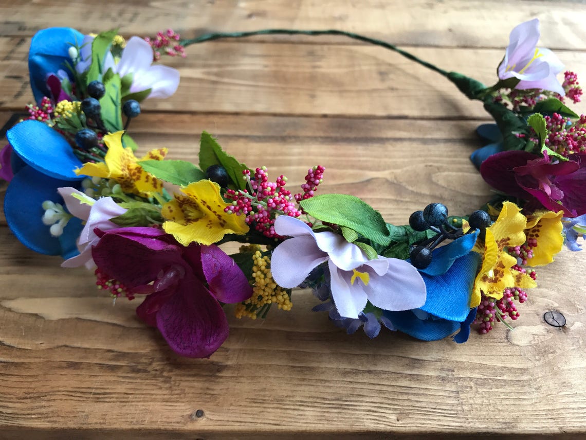 Ocean Flower Crown Silk Flower Crown Blue Flower Crown Etsy