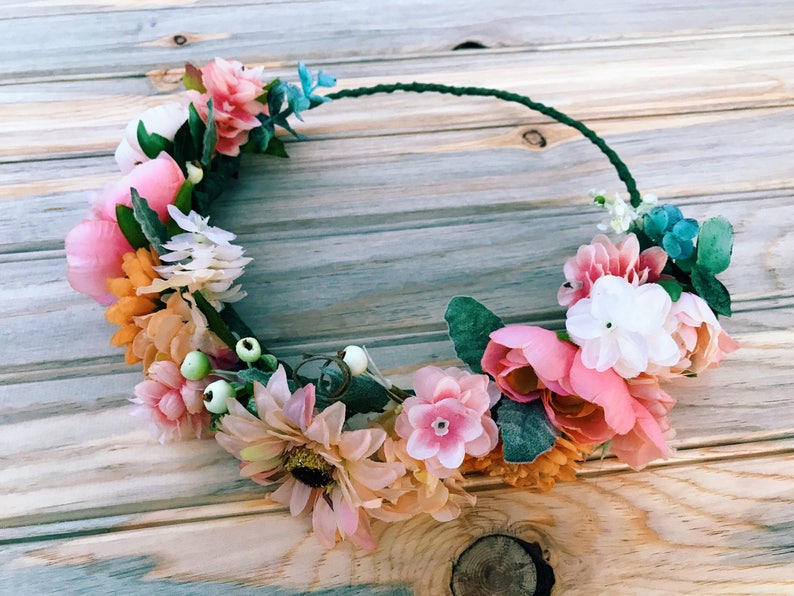 Sunflower Flower Crown Silk Flower Crown Fall Flower Crown Etsy