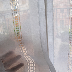 sidelight curtain, sheer linen panel, french door curtain, door linen panel, custom linen panel, white linen panel