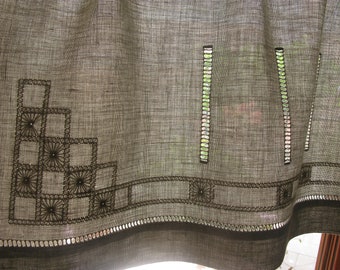 Natural linen curtains,kitchen curtain,elegant curtain,cottage curtain,gray valance,gray curtain,natural colour linen curtain,linen panel