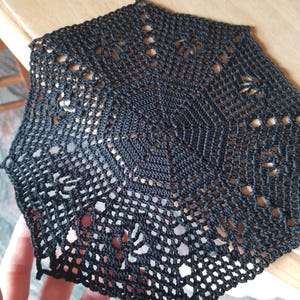 Crochet doily, black crochet doily , table top, table centerpiece, table decoration, crochet napkin, 26 cm, 10,2 inches