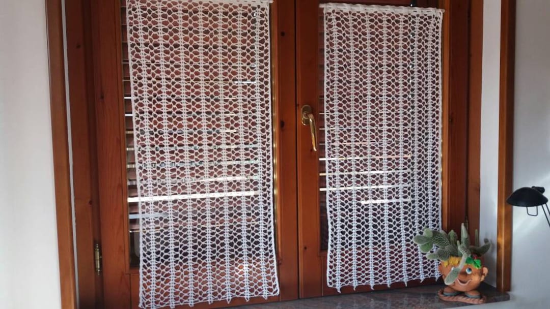 Tenda Da Cucina In Cotone E Lino | Ricamo Floreale Con Frange | 70x150 Cm - 2 Pannelli - Foto 9