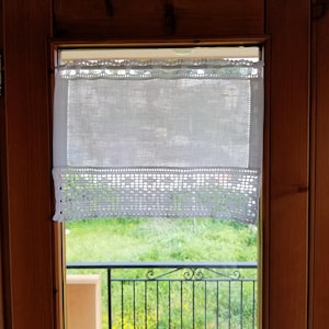 Small linen curtains, cafe curtain, cottage chic curtain,  french windows curtain, pair of french curtain, italian handmade curtain kitchen