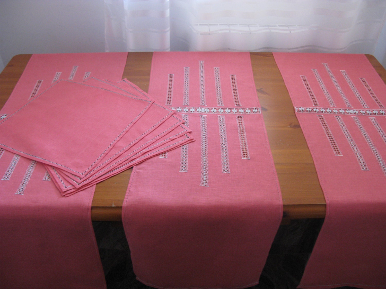 Linen Tablecloth Table Strip Napkins Runners Pink 