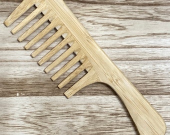 Wooden Wide Tooth Comb with Handle