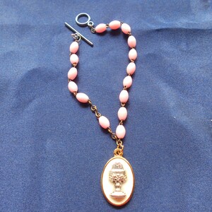 Pink beaded First Communion Bracelet