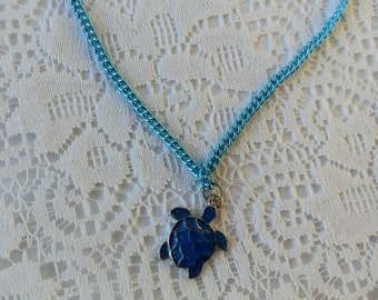 Blue Turtle Necklace, Turtle Necklace