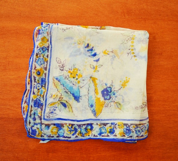Sweet Vintage 1930's Floral Chiffon Pocket Scarf F