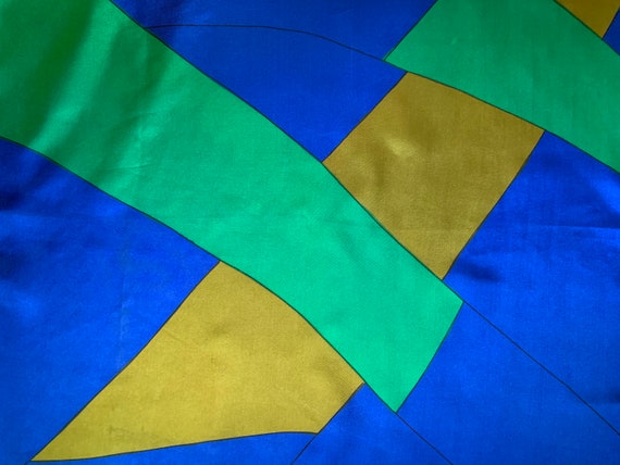 Vintage Vera Silk Abstract Scarf Blue Green And G… - image 6