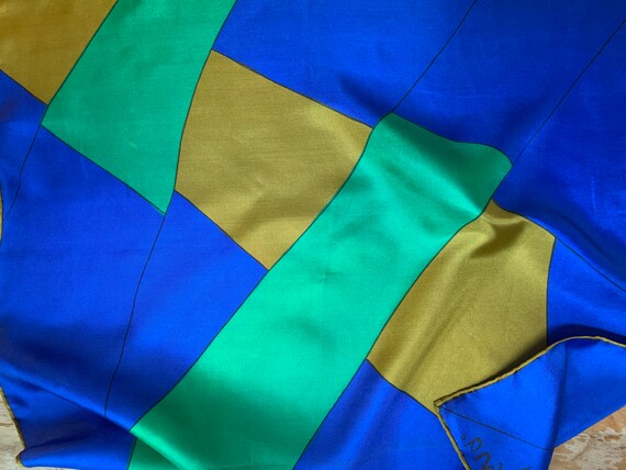 Vintage Vera Silk Abstract Scarf Blue Green And G… - image 5