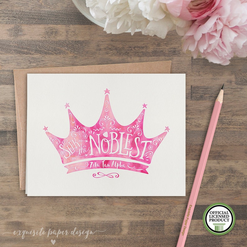 Download Officially Licensed Set Of 8 Folded Notes With Envelopes Zeta Tau Alpha Zta Zta Sa2 Sorority Big Little Reveal Gift Note Cards Stationery