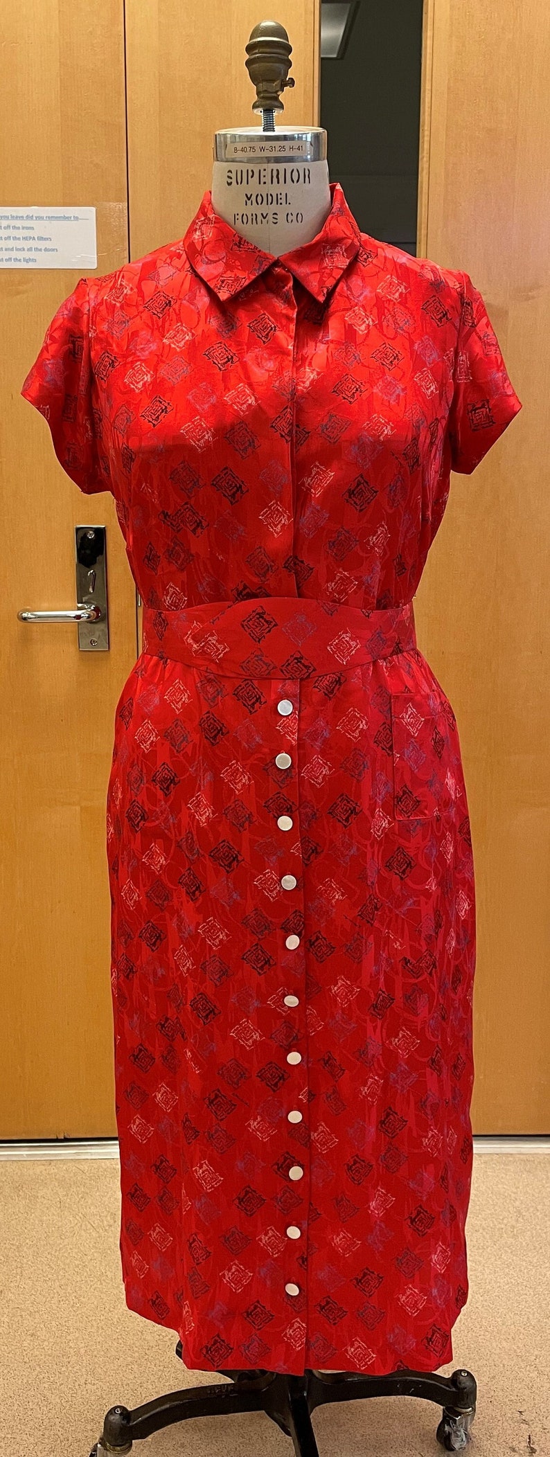 Red Patterned Dress - Etsy
