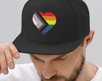 Heart Progress Pride Flag LGBTQ POC Transgender Flag - Snapback Hat