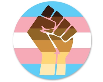 Black Trans Lives Matter Trans Flag LGBTQ POC Circle - Vibrant Color Vinyl Decal Sticker