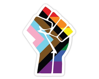 Progress Flag Resist Fist BLM LGBTQ POC Pride Flag - Vibrant Color Vinyl Decal Sticker