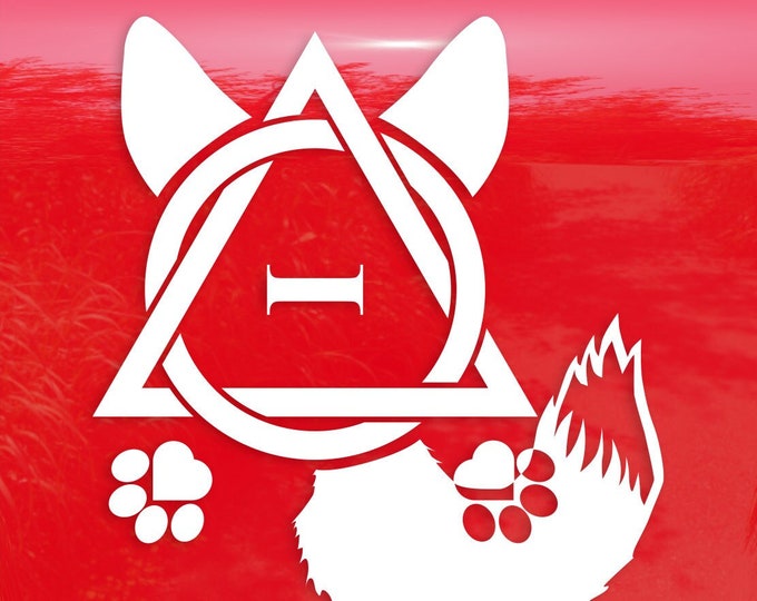 Therian Fox Ear Paw and Tail Symbol - Vibrant Color Vinyl Decal