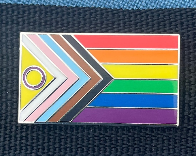 Intersex Inclusive Progress Pride Flag LGBTQIA+ POC Transgender Flag Enamel Pin - Lapel or Fabric Pin
