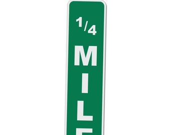 Quarter Mile Marker 1/4 Mile - Novelty Drag Racing Sign - 17 Inches Tall by 4 Inches Wide Aluminum Sign