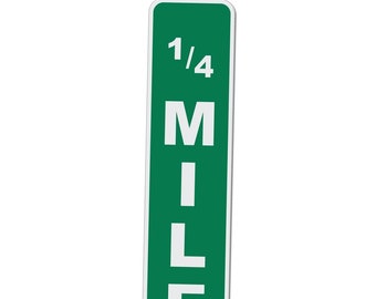 Quarter Mile Marker 1/4 Mile - Novelty Drag Racing Sign - 17 Inches Tall by 4 Inches Wide Aluminum Sign