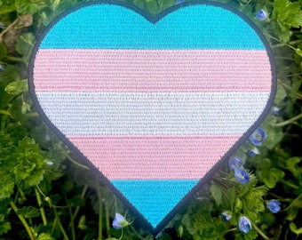 Heart Transgender Pride Flag LGBTQ Transgender Flag - 4 inch Iron-on Patch