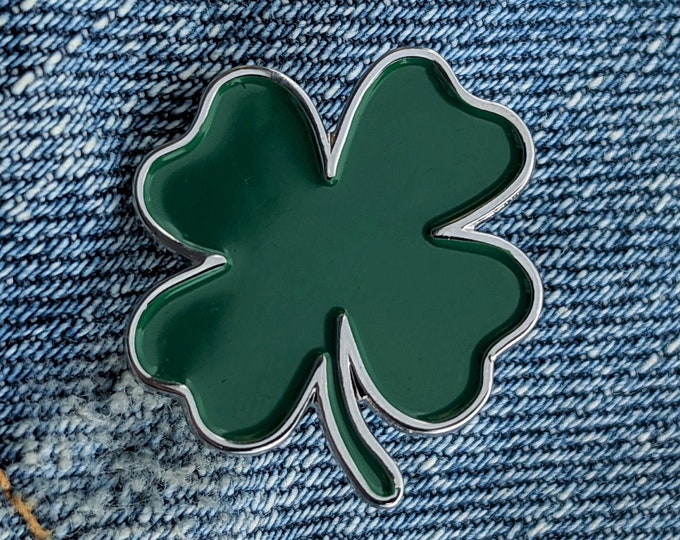 Ireland Heritage Four Leaf Clover Enamel Pin – Luck of the Irish Lapel or Fabric Pin