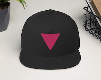 Pink Triangle - Gay and Lesbian LGBTQ Support Pride Symbol - Flat Bill Cap