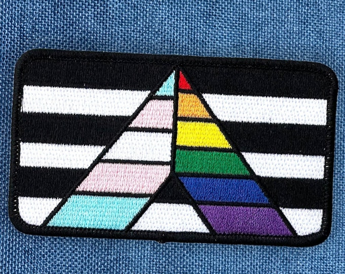 Rainbow Transgender Support Ally Pride Flag - 4 inch Wide Iron-on Patch