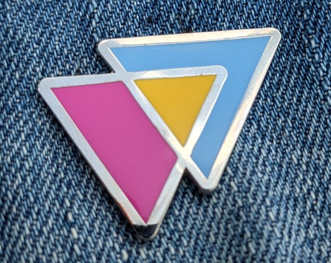Pansexual Flag Triangles Pink Yellow and Blue Enamel Pin for Lapel Fabric and More