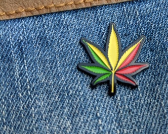 Rastafarian Flag Pot Leaf Enamel Pin – 1 inch Pin Badge - Cannabis & Marijuana Themed Accessory