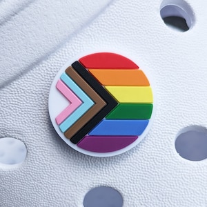 Progress Pride Flag LGBTQ POC Transgender Flag - Shoe Charm Clogs Charms