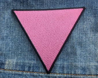 Pink Triangle - Gay and Lesbian LGBT Support Pride Symbol - 4 inch Iron-on Embroidered Patch