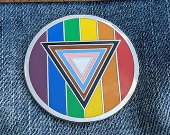 Safe Space Progress Pride Flag Enamel Pin – LGBTQ POC Transgender Flag Lapel or Fabric Pin