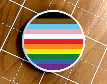 Skin for Airtag 11 Stripe Inclusive Rainbow Pride Flag LGBTQ POC Transgender Flag - vibrant color vinyl decal