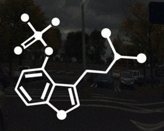 Psilocybin Mushroom Chemical Compound Skeletal Formula Vinyl Decal Sticker Custom Colors and Sizes Available