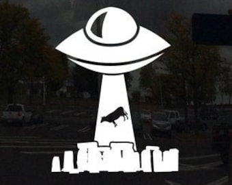 Stonehenge Alien Abduction Conspiracy Car Window Decal Sticker Custom Colors and Sizes Available