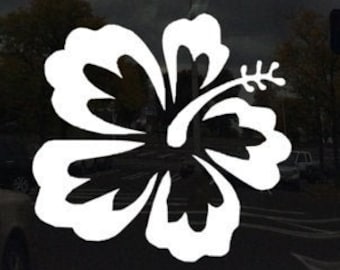 Hawaiian Hibiscus Flower Tropical - Vinyl Decal Sticker Custom Colors and Sizes Available
