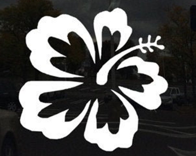 Hawaiian Hibiscus Flower Tropical - Vinyl Decal Sticker Custom Colors and Sizes Available