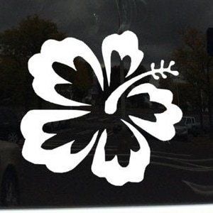 Hawaiian Hibiscus Flower Tropical - Vinyl Decal Sticker Custom Colors and Sizes Available