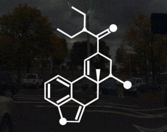 LSD - Psychedelic Drug Chemical Compound Skeletal Formula - Vinyl Decal Several Sizes Available