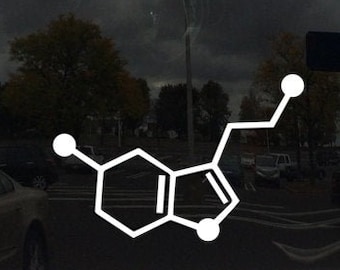 Serotonin Chemical Compound Skeletal Formula Happiness Central Nervous System Vinyl Car Decal Custom Colors and Sizes Available