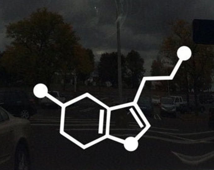 Serotonin Chemical Compound Skeletal Formula Happiness Central Nervous System Vinyl Car Decal Custom Colors and Sizes Available