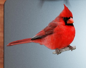 Cardinal Perched on Branch Sticker - Vibrant Color Vinyl Stickers for Laptops, Water Bottles, and Journals