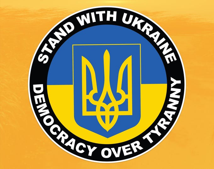 Stand With Ukraine Democracy Over Tyranny Decal - Support Ukraine - Vinyl Sticker for Cars, Laptops, and Windows